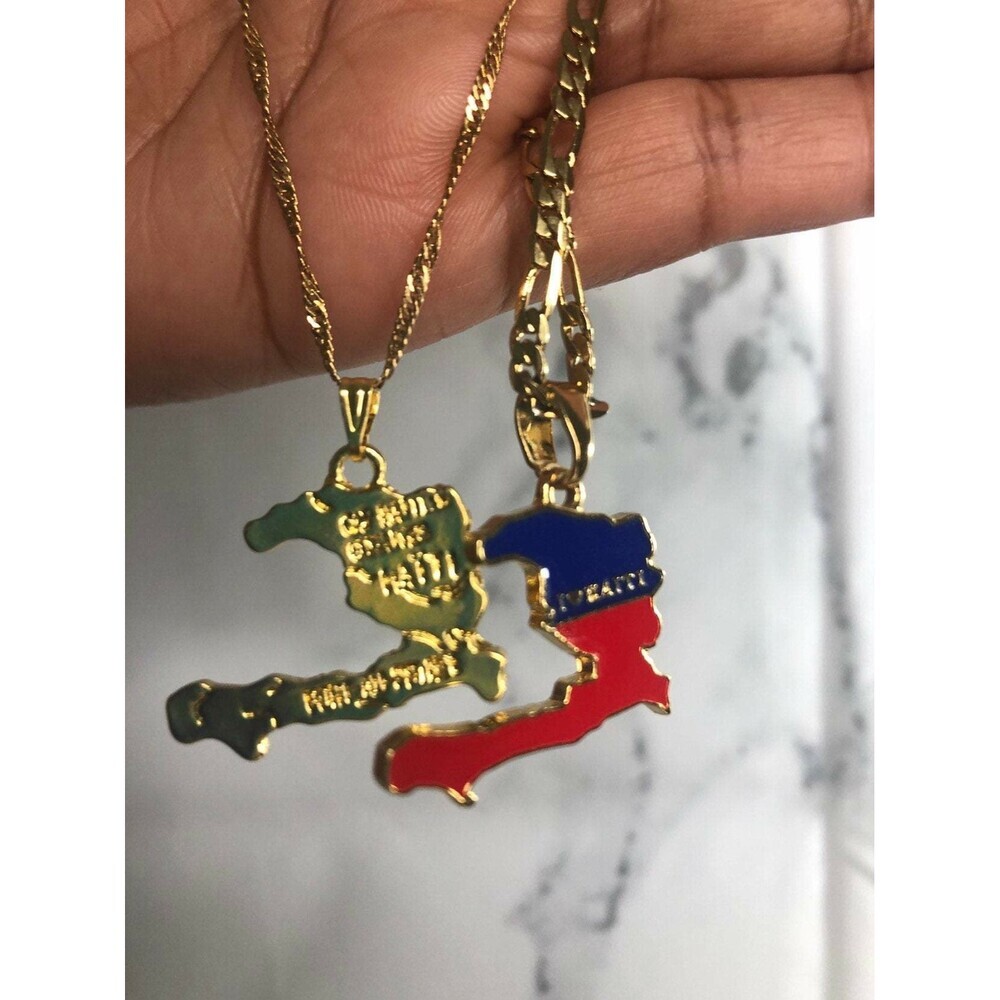 Haiti 24k gold plated necklace set, his and hers haiti necklace, - Picture 2 of 5